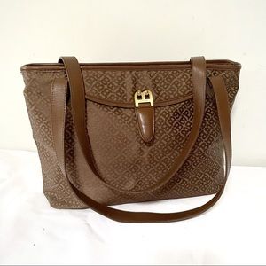Bally tote bag brown monogram designer signature jacquard fabric